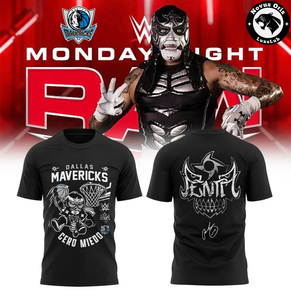Dallas Mavericks x Cero Miedo Penta WWE Monday Night RAW 2026 T-Shirt, Wrestling Basketball Crossover Fan Unisex Graphic Tee