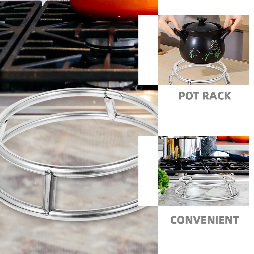 

Stainless Steel Pot Rack Heat Insulated Wok Holder Compact Kitchen Countertop Pan St Outdoor Camping Cookware Storage