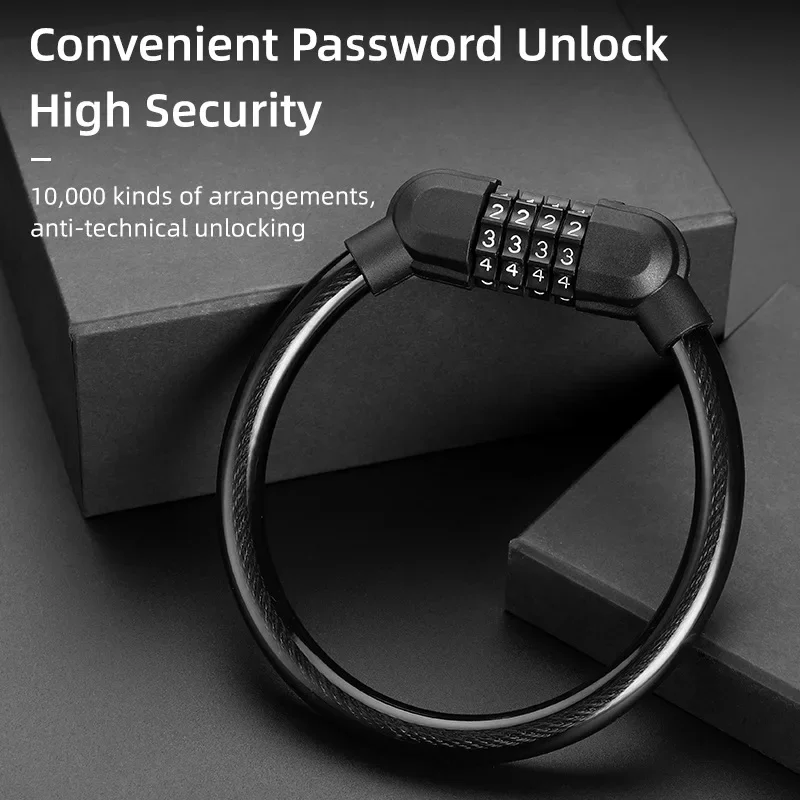 Outdoor Portable 4-digit Combination Bicycle Safety Lock Explosion Type Anti-theft Code Mountain Bike Equipment Is Ultra-light