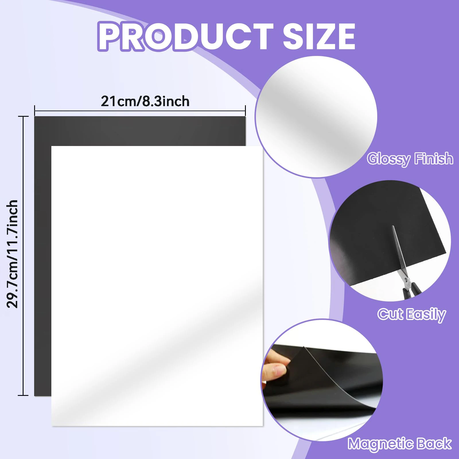 5/10 PCS A4 Printable Magnet Sheets Non Adhesive,8.3 X11.7 Inches for Inkjet Printers,Glossy Cuttable Magnetic Paper,16mil Thick