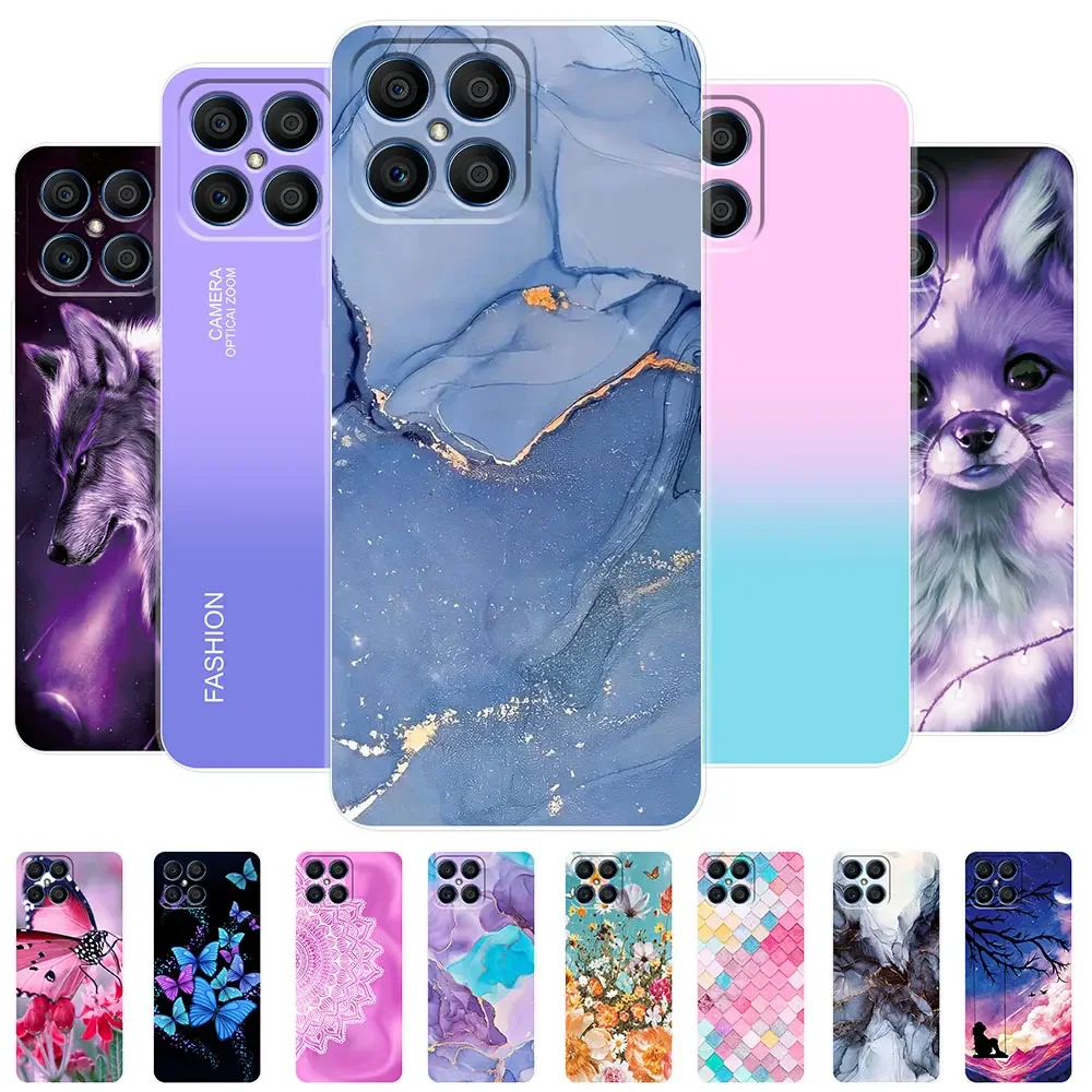 For Honor X8 Case X 8 2022 Soft Silicone Case For Huawei Honor X8 4G 5G Clear Marble Back Cover For Honor X8 Phone Bumper Funda