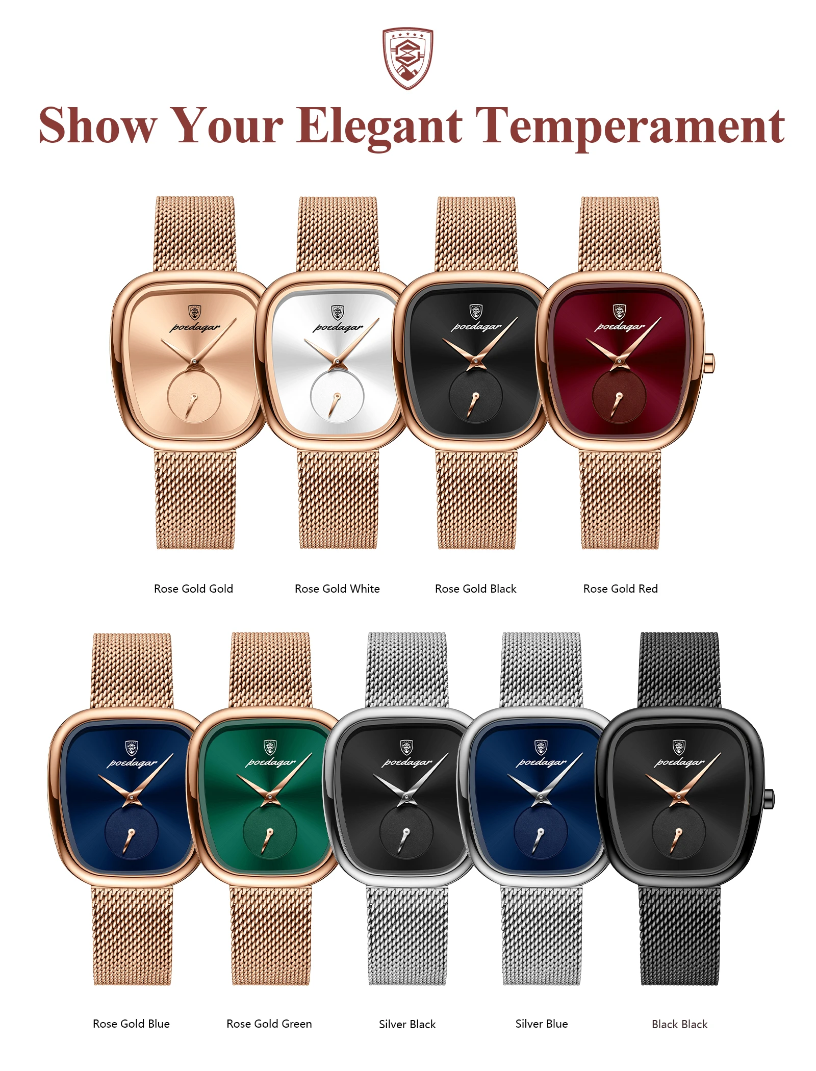 POEDAGAR Luxus Marke Frau Uhr Wasserdichte Edelstahl Mesh frauen Uhren Mode Elegante Quarz Damen Armbanduhr Reloj – Detail 7