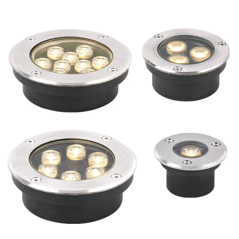 3W/6W/9W Thin IP67 Waterproof Recessed LED Underground Light Multi Voltage AC220V DC12V Outdoor Garden Path Landscape Spotlight
