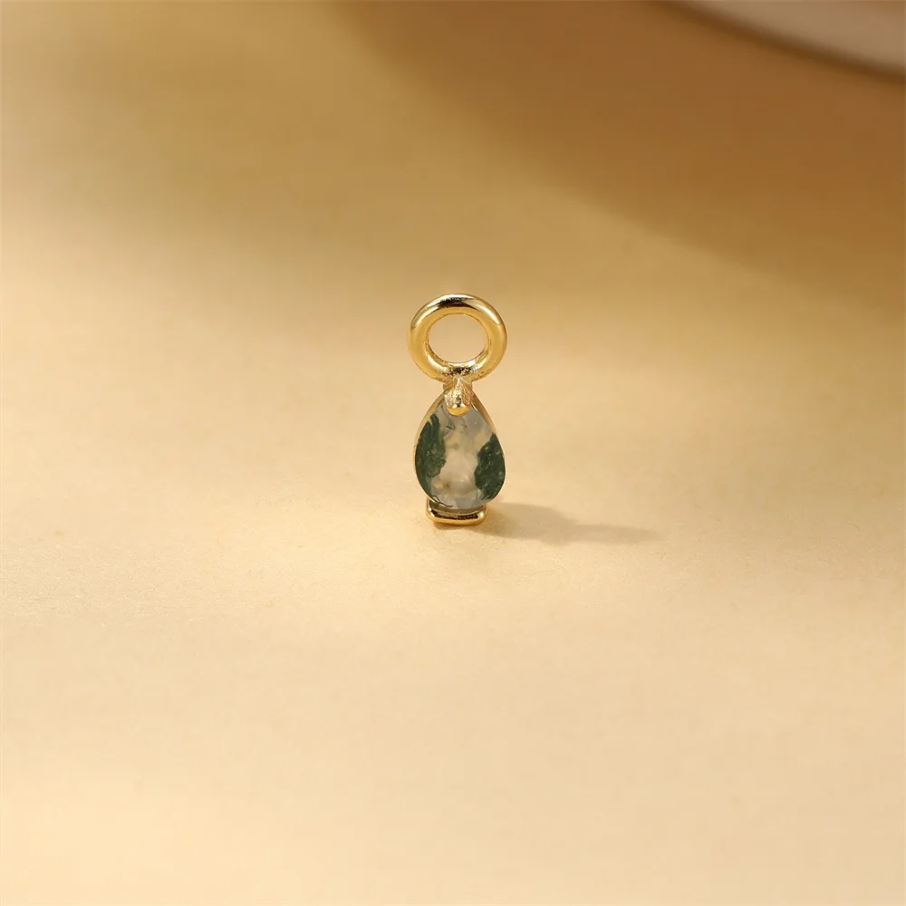 CANNER 1 Stück Sommer Natürlicher Wassergras-Achat Pferdeauge 925 Sterling Silber Flachkopf Piercing Ohrstecker für Damen INS Ohrring – Detail 31