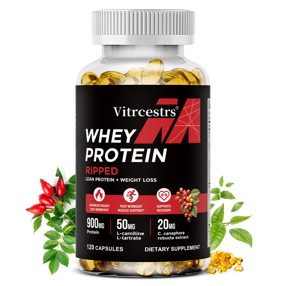 Whey Protein Concentrate Capsules 900mg Protein, Gluten Free, Support Post-Workout Recovery, Muscle Health & Immune, 60/120 pcs