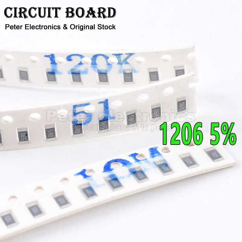 5000pcs 1206 5% SMD Resistor 0R ~ 10M 1/4W 1 10 100 150 220 330 470 Ohm 1K 2K 2.2K 4.7K 10K 100K 1R 10R 100R 150R 220R 330R 1M