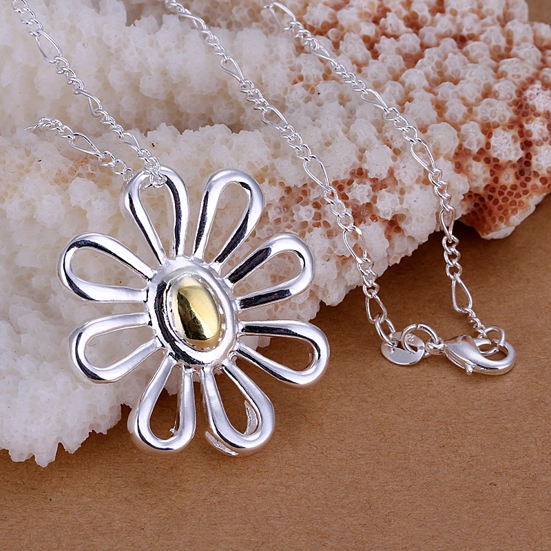 40-75cm 925 Sterling Silver Flower Pendant Necklace For Women Charm Trend Birthday Gifts Fashion Party