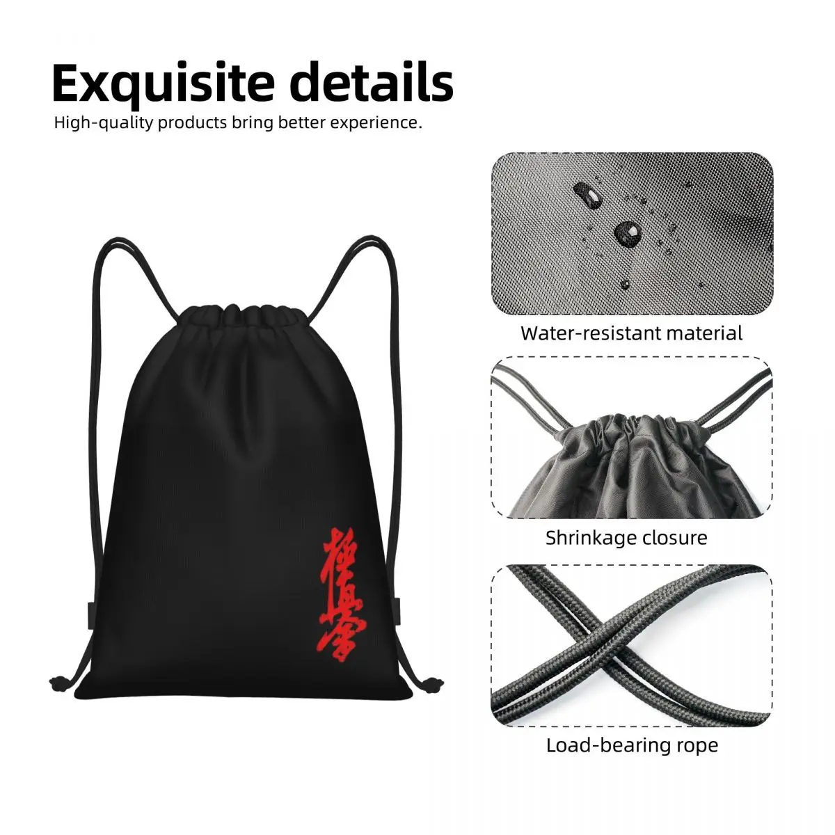 Mochila Kyokushin Karate Drawstring para homens e mulheres, bolsa de ginástica esportiva, legal, artes marciais, compras