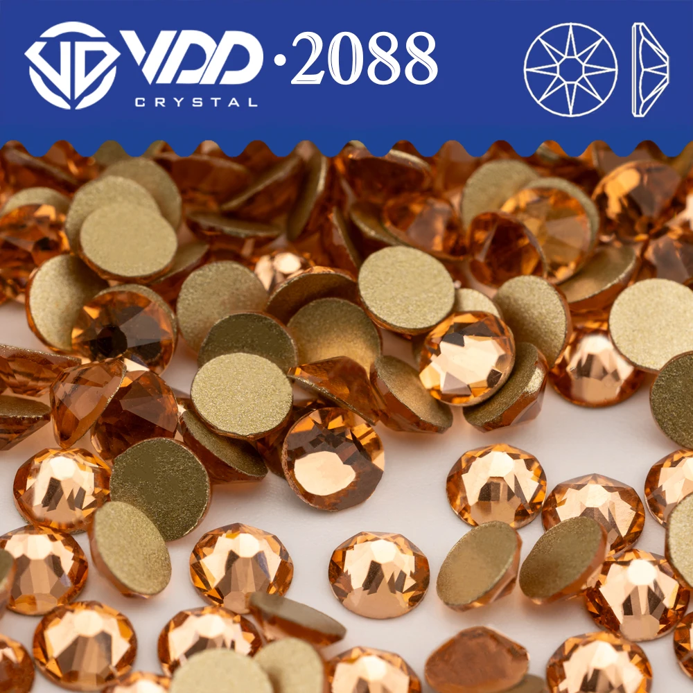 VDD 010 Lt.Peach SS16-SS30 2088 Non-hotfix Rhinestones High Quality AAAAA 8 Big 8 Small Glass Crystal Flatback Strass Stones