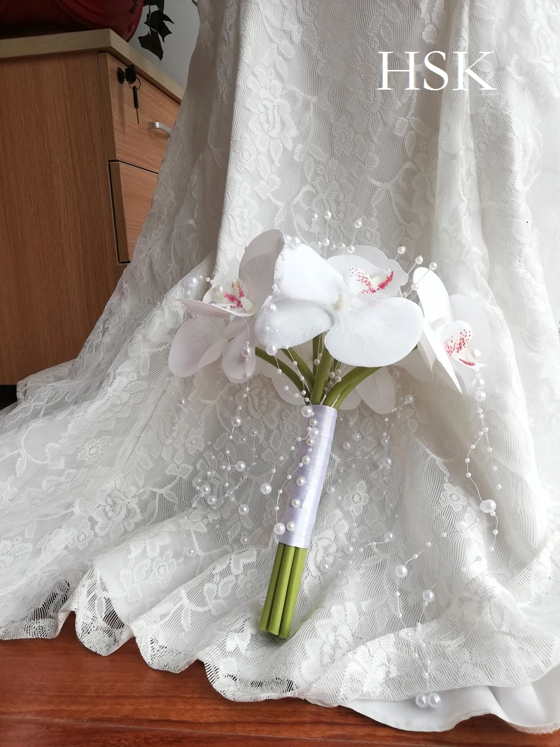 wedding bouquets bridal centre de table mariage Pearl chain Phalaenopsis combination bride holding flowers