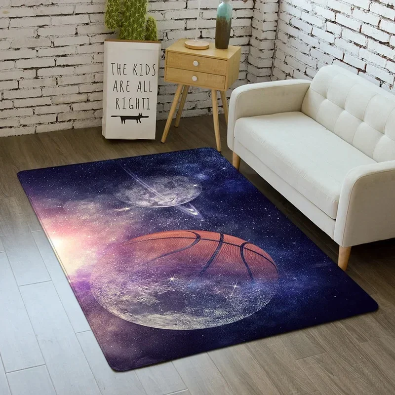 Basketball-Themed Bedroom Floor Mat Anti-Slip Children's Rug for Bedside Decor Kid's Absorbent Door Mats Area Rug for Playroom