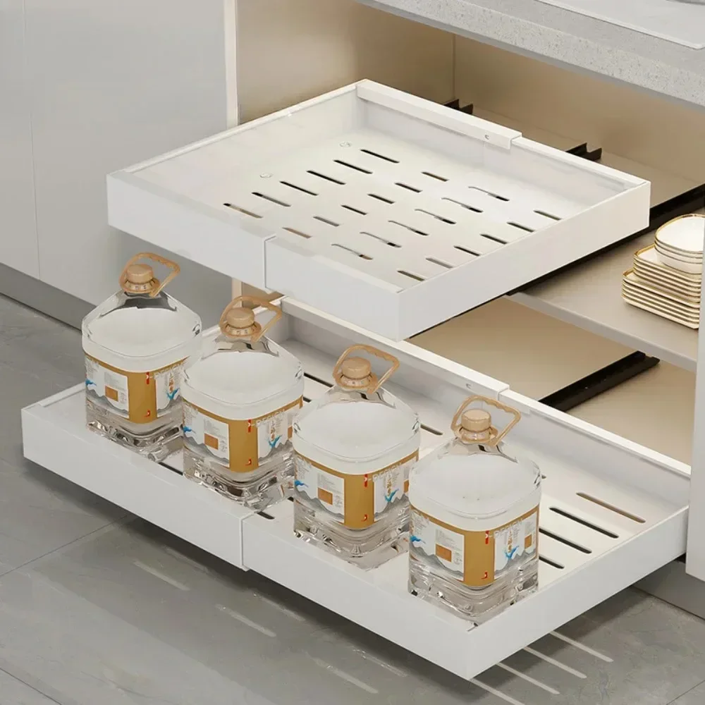 

For Out Cabinet Organizer For Kitchen Sink Layered Drawer Storage Rack In The Cabinet Non Punching Pull-Out Slide Storage Racks