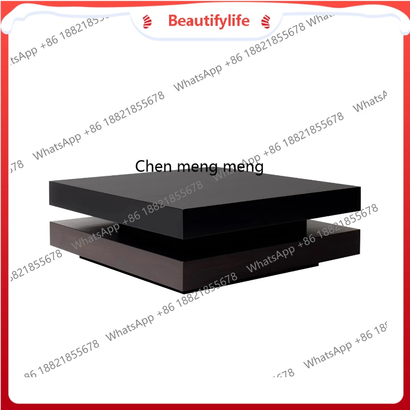 

Italian minimalist all-solid wood square coffee table light luxury high-end sense niche living room home H