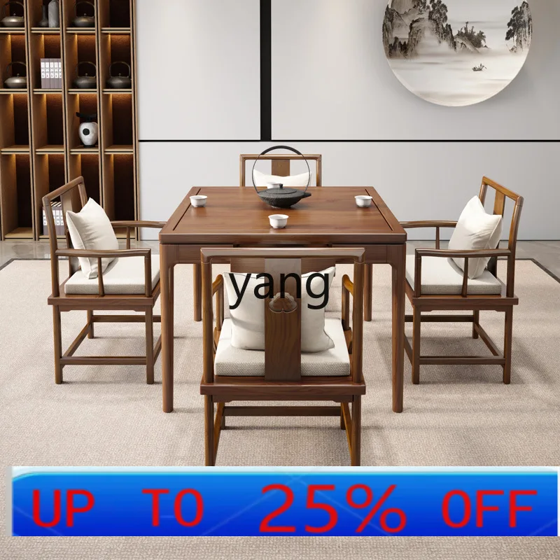LMM solid wood square table new Chinese square dining table and chair combination square tea table