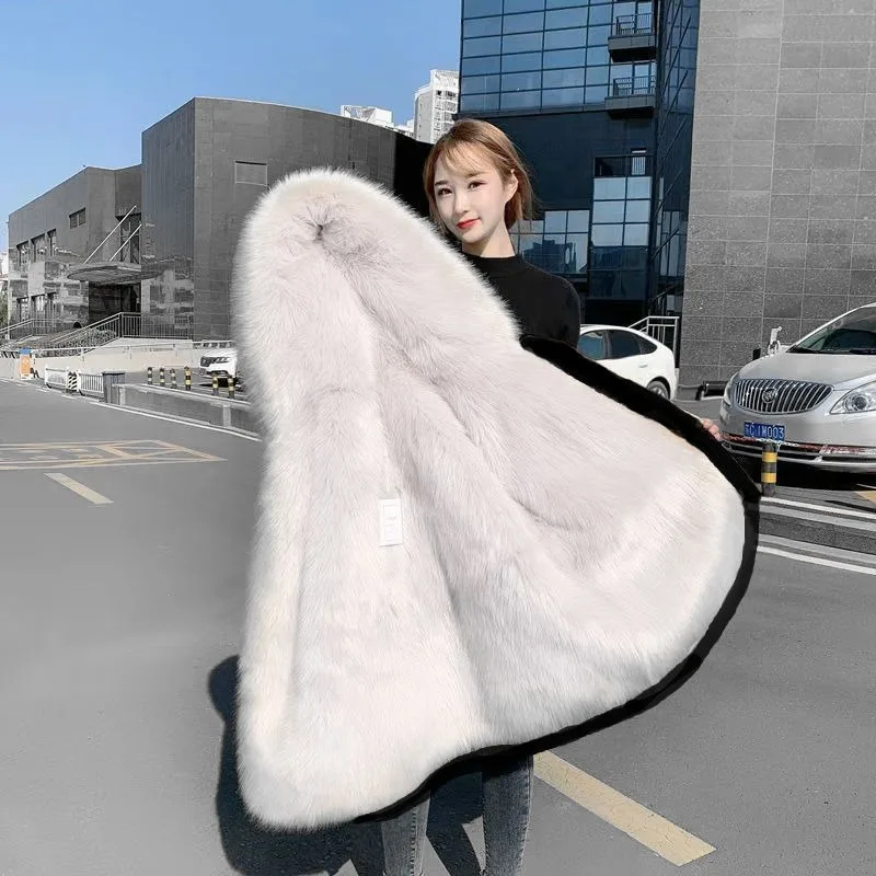 Women's Clothes Puffer Jacket Faux Fur Coat Thicken Golden Mink Fur Detachable Outer Jacket Inner Lining Leather Fur Combination