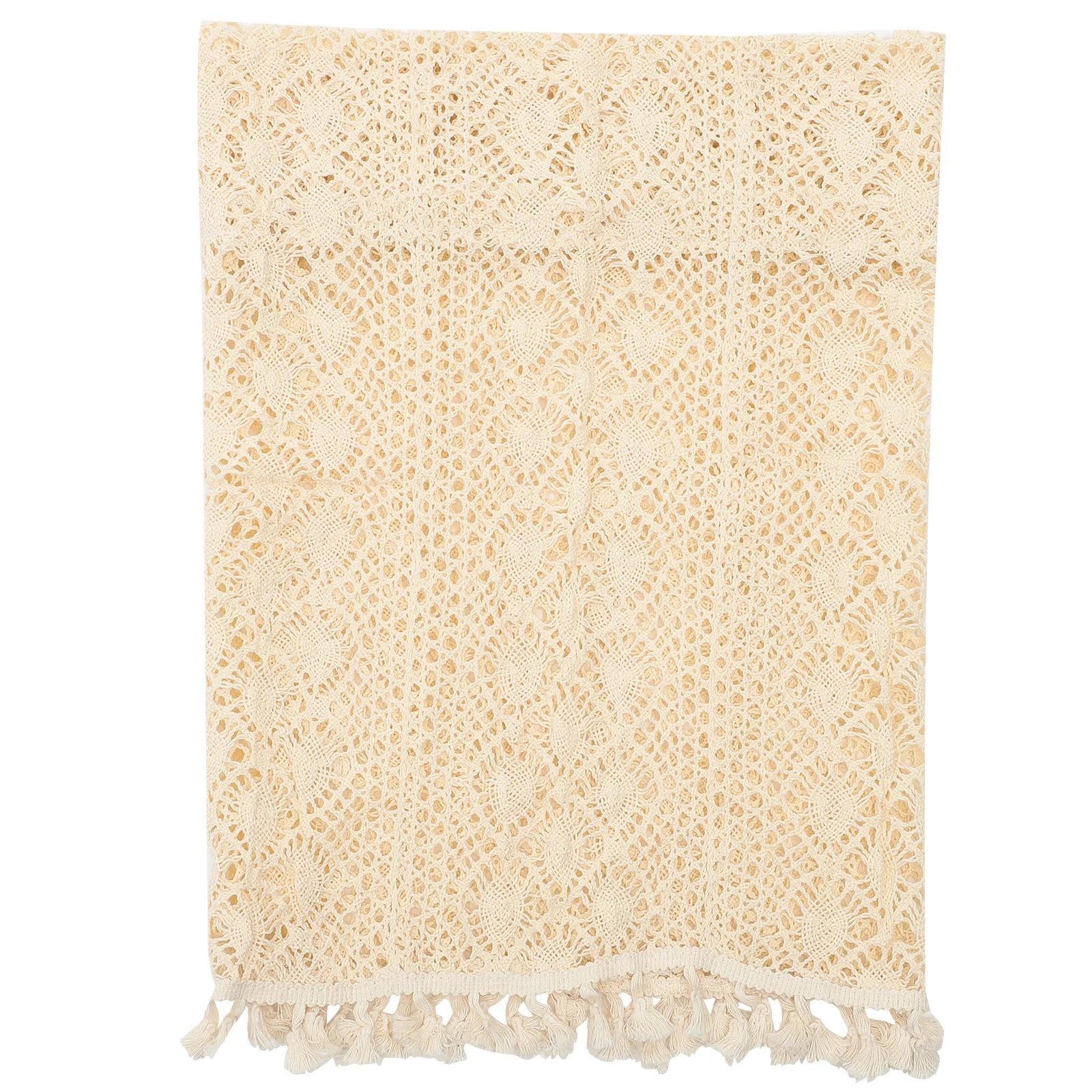 

Crochet Short Curtain Delicate Tassel Design Simple Rustic Style Bathroom Kitchen Window Cabinet Privacy Tier Curtain