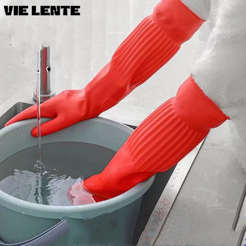 Latex Long Rubber Dish Washing Silicone Kitchen Clean Gloves Aquarium Fish Tank Industrial Thick Protective Gauntlets Waterproof