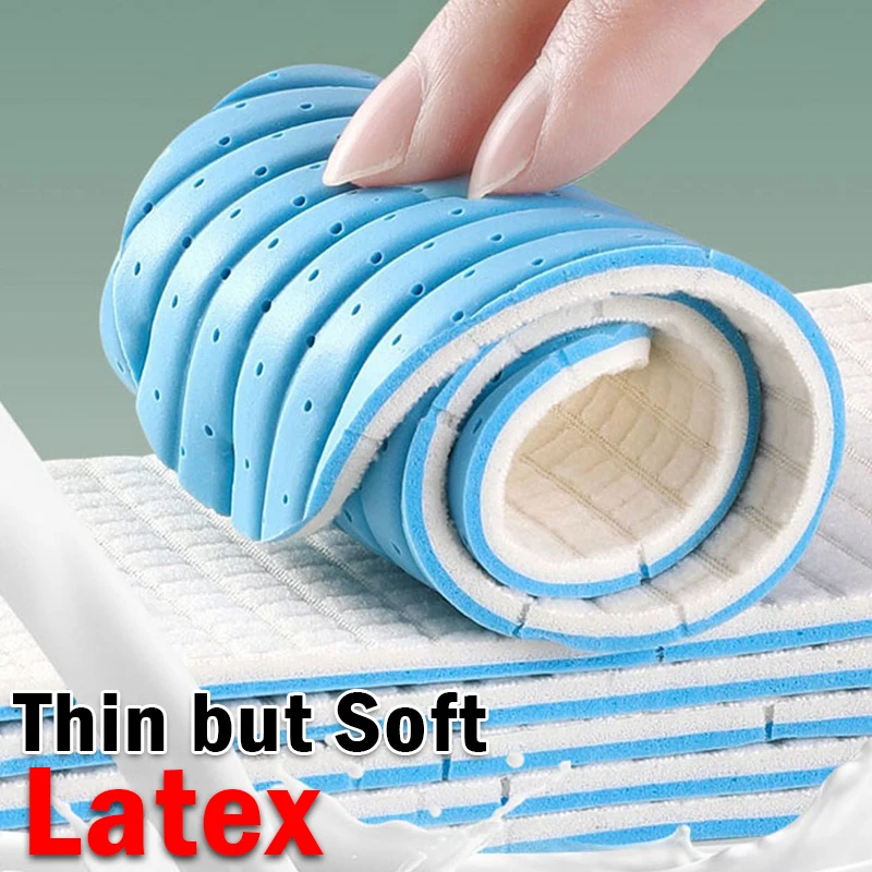 Latex Super Soft Insoles Summer Sweat Absorb Deodorization Insole Elastic Shoes Sandal Breathable Pads Sport Thin Insert Cushion