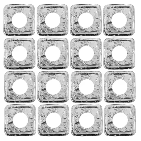 50Pcs Gas Stove Burners Disposable Aluminum Foil Square Liners Heat Resistant Oil Protection Kitchen Stove Covers Easy Clean
