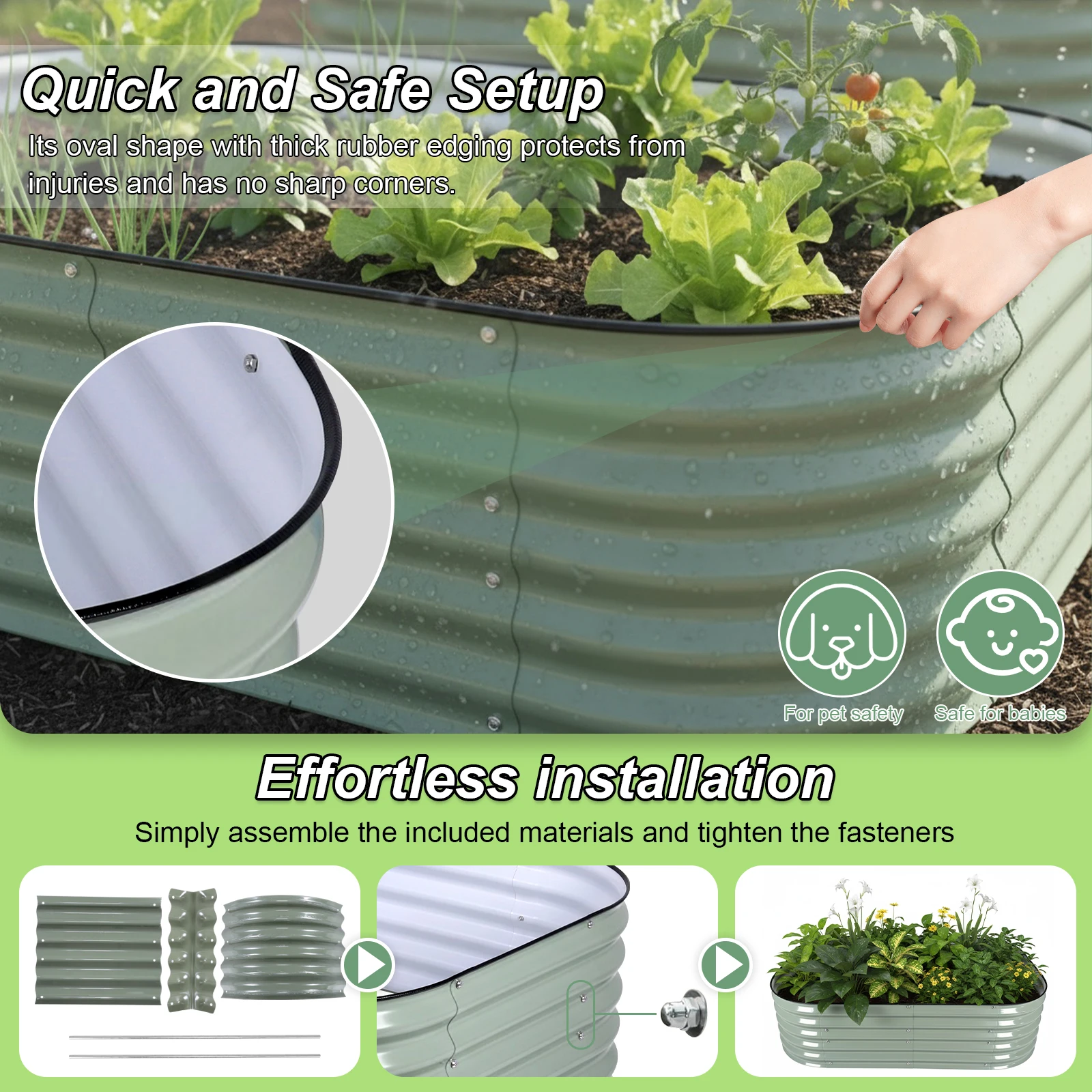 

Металлический U-образный уличный ящик-кашпо 84x66x17 дюймов для цветов, растений и овощей