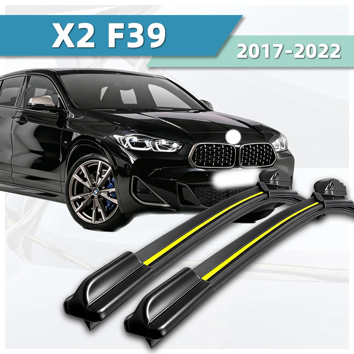 Passend für BMW X2 F39 (2017-2022) Wischerblatt aus Naturkautschuk, geräuschlos, ohne Gestänge, für Windschutzscheiben, Frontscheibenwischer, Autozubehör