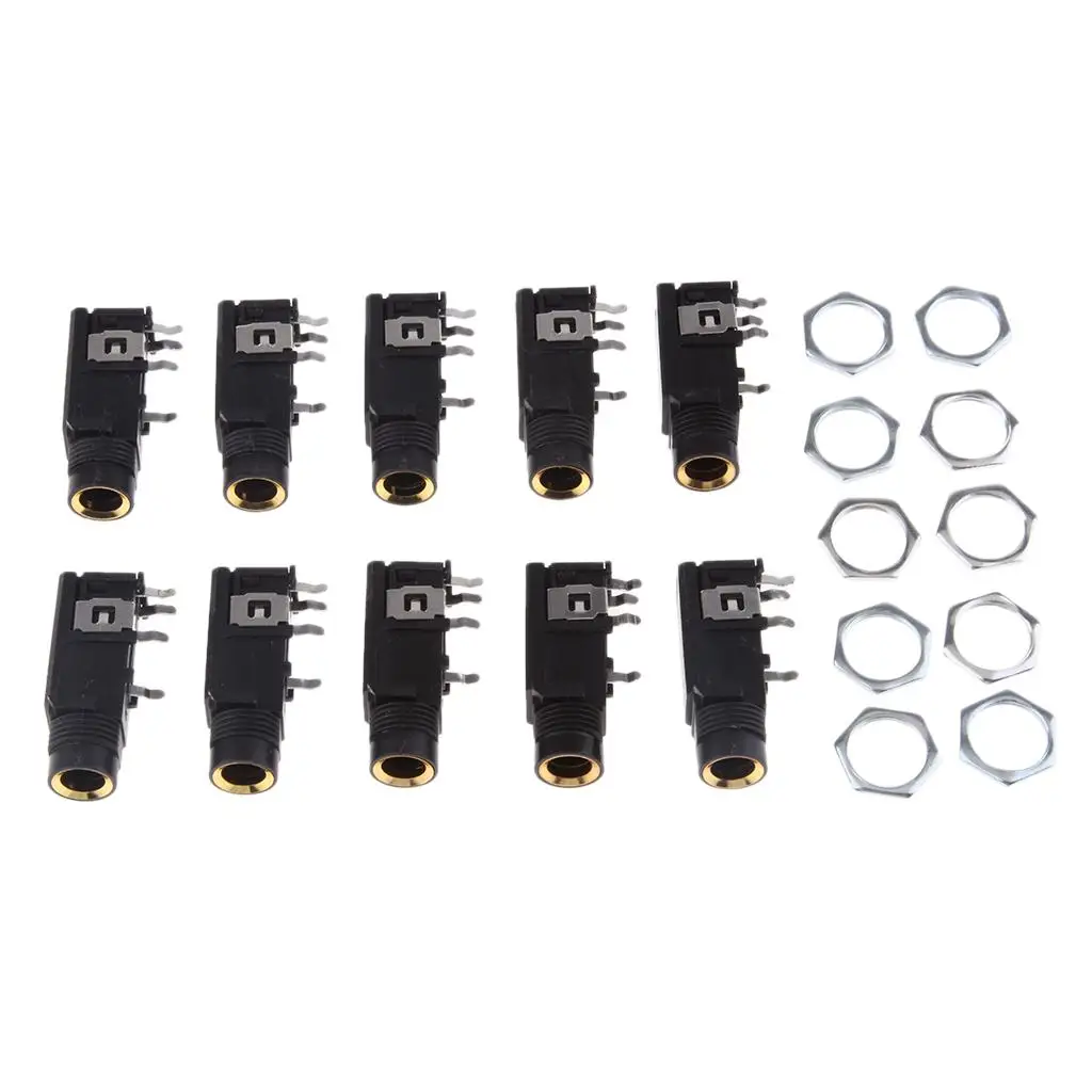 Stereo Audio Connector 6.35 Mm Female PCB Mount Jack Plastic Socket for Amplifier Recording Studio Use