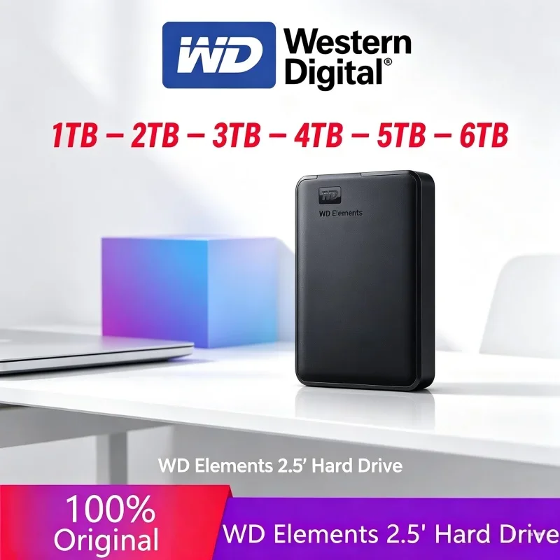 WD Portable External Mobile Hard Disk 2.5" USB3.0 High Speed Mechanical Hard Drive Multiple Capacities 1TB To 6TB Backup HDD