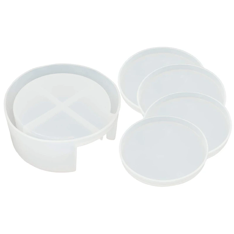 

Coaster Resin Mold, Coaster Storage Box Mold, With 4 Round Coaster Molds, Suitable For DIY Epoxy Resin, Coaster