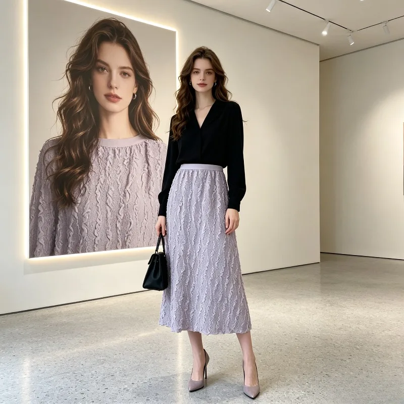 Miyake Pleated Fashion Original Jacquard Skirt Women Casual Mid-Length 2026 Summer New Versatile Comfortable Elegant Skirt Pleat