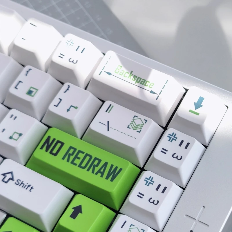 الرجعية: لا REDRAW cad-ver Il Domi مفتاح كيكابس مخصصة PBT الأبيض والأخضر مجموعة كاملة keycap لطيف الكرتون أنيمي نقطة مفتاح قبعات اللاعبين