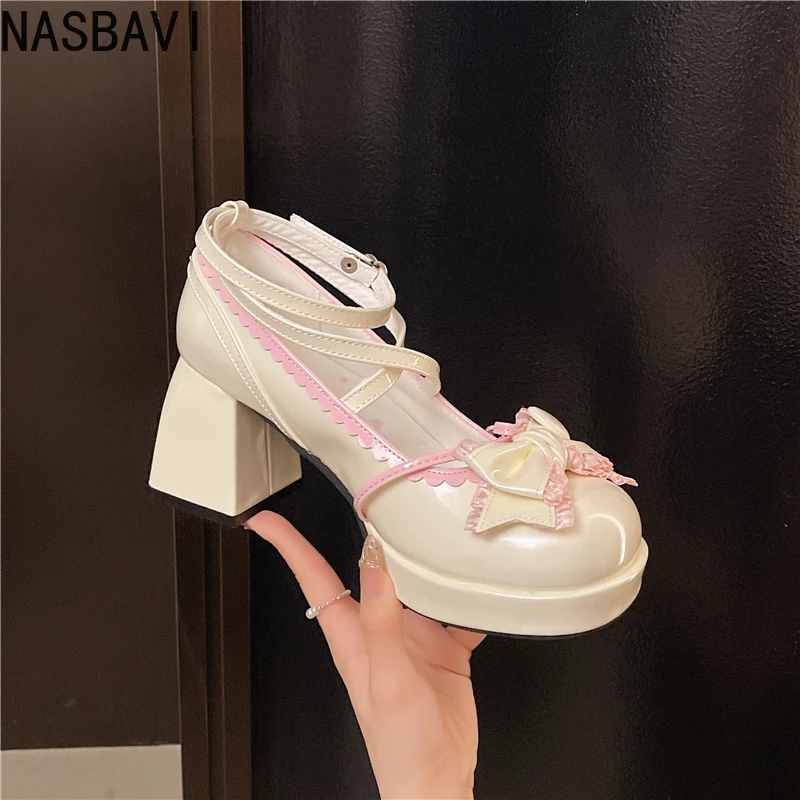 

NASBAVI/женские туфли-лодочки в стиле Лолиты на платформе для ночного клуба, модные туфли на высоком каблуке на мелком каблуке, весна-осень 2026, женская уличная обувь для стриптиза
