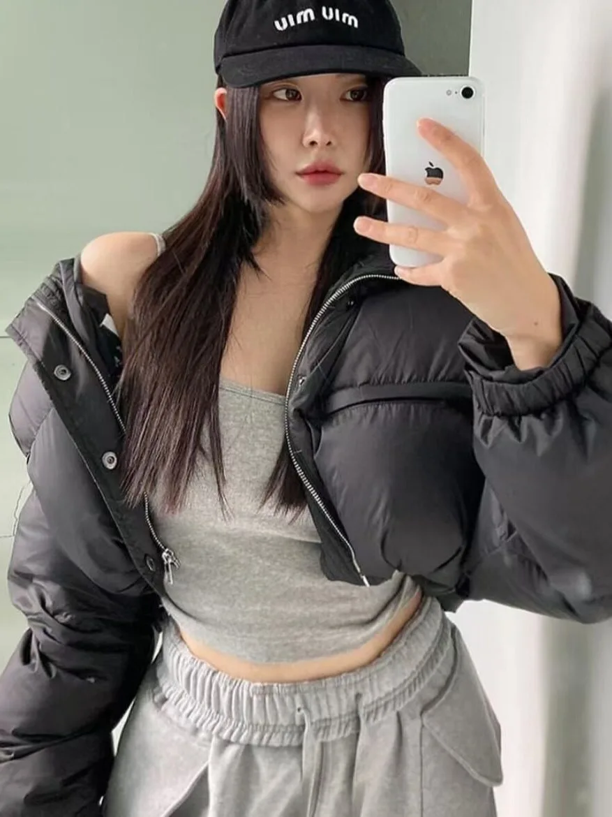 Casual Cotton Jacket Women's Short Bread Coat Drawstring Versatile Winter Fashion Korean Style Thickened Polyester Fiber