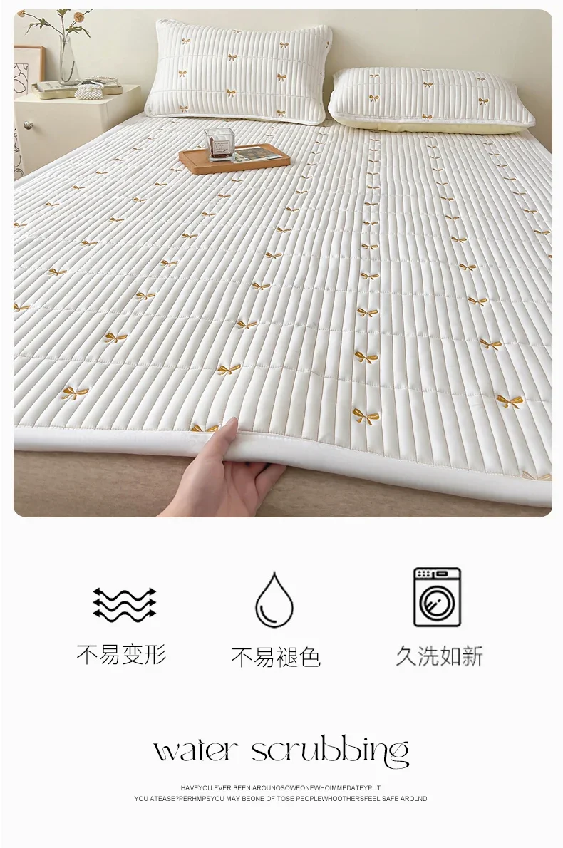 Spring Autumn Comfortable Durable Mattress Toppers Soft Breathable Soybean Fiber Filling Bed Pads Keep Warm Quilted Mattress Pad