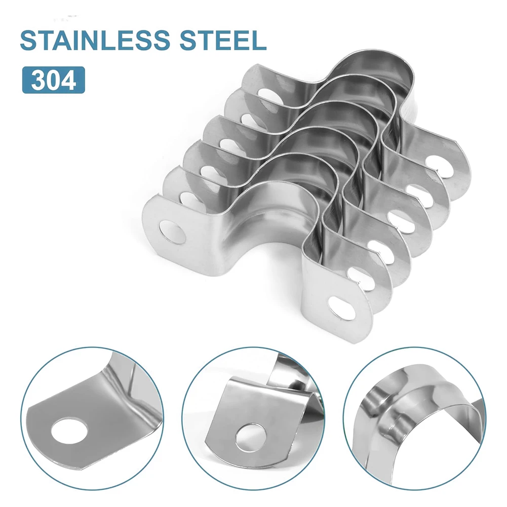 

10/20 шт. хомуты для труб, монтажные зажимы из нержавеющей стали, U-образные клипсы, хомуты для шлангов для крепления водопроводных труб и кабелей