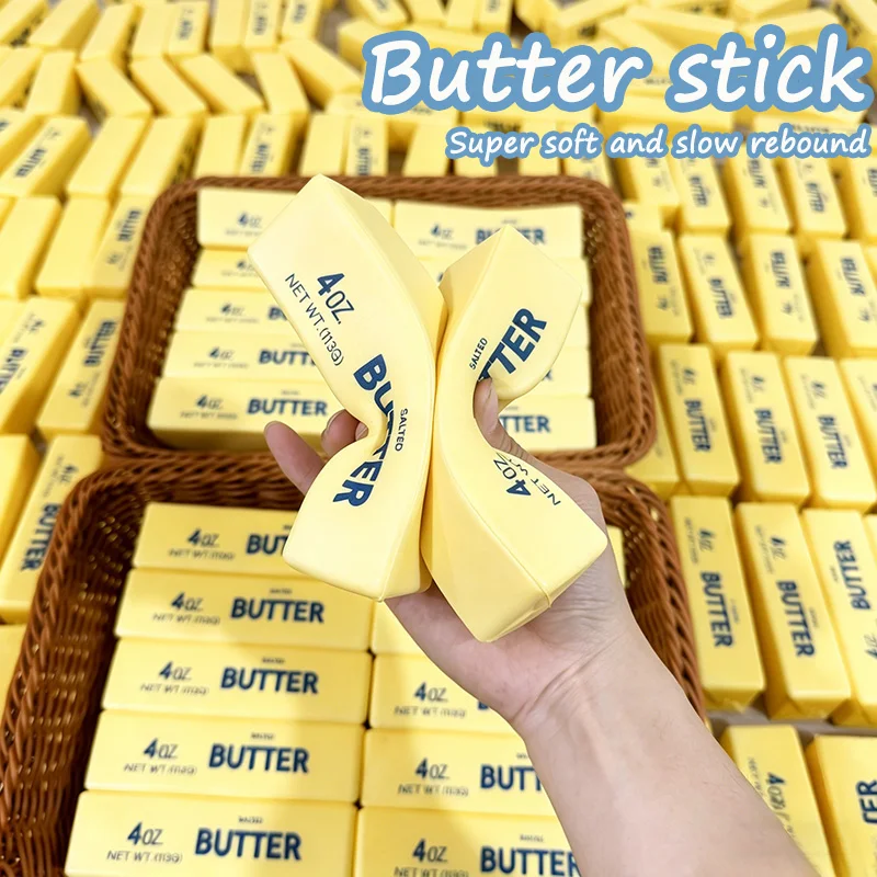 NOW ENJOY Butter Stick Fidget Toys Squishy Elastic Cheese Stick Funny Decompression Stress Anxiety Relief Game Squeeze Prank Toy