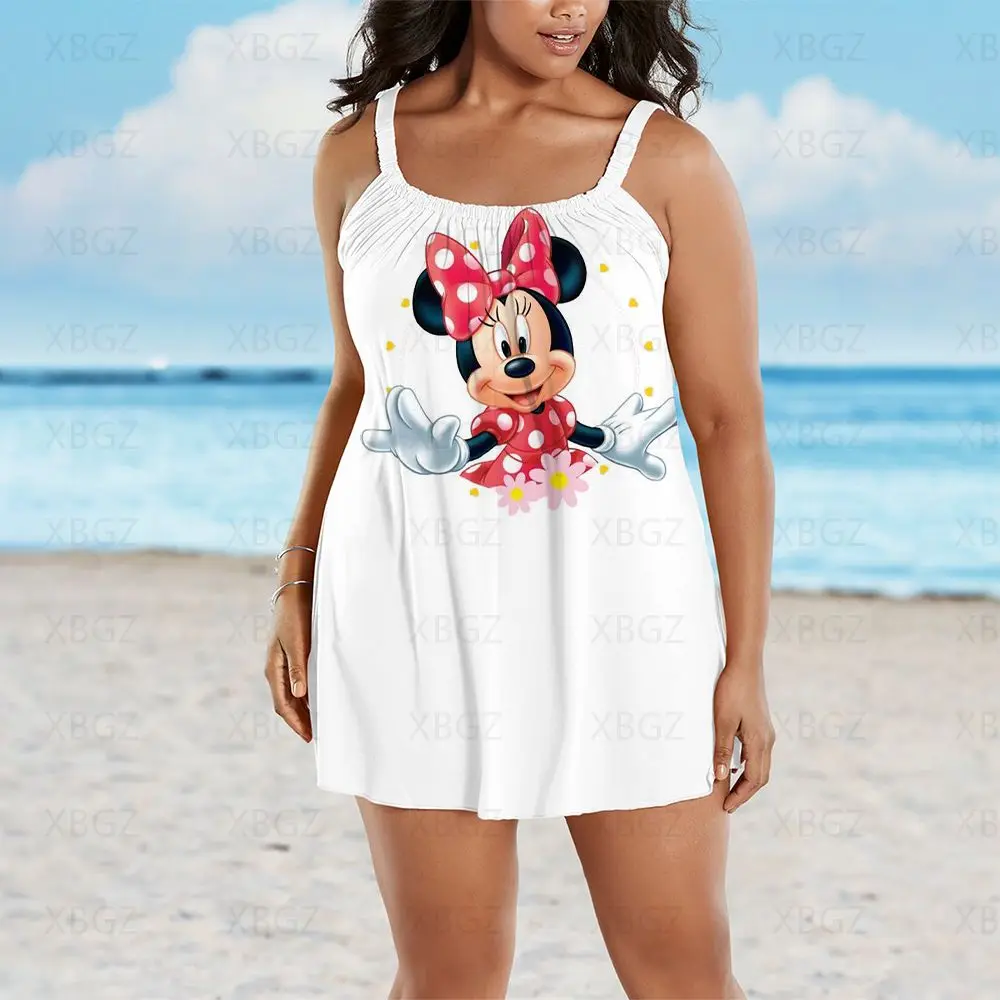 Elegant Dresses for Women Cartoon Plus Size Summer Outfits Chic Woman Dress Sexy 2022 Sleeveless Sling Disney Boho Beach Mickey