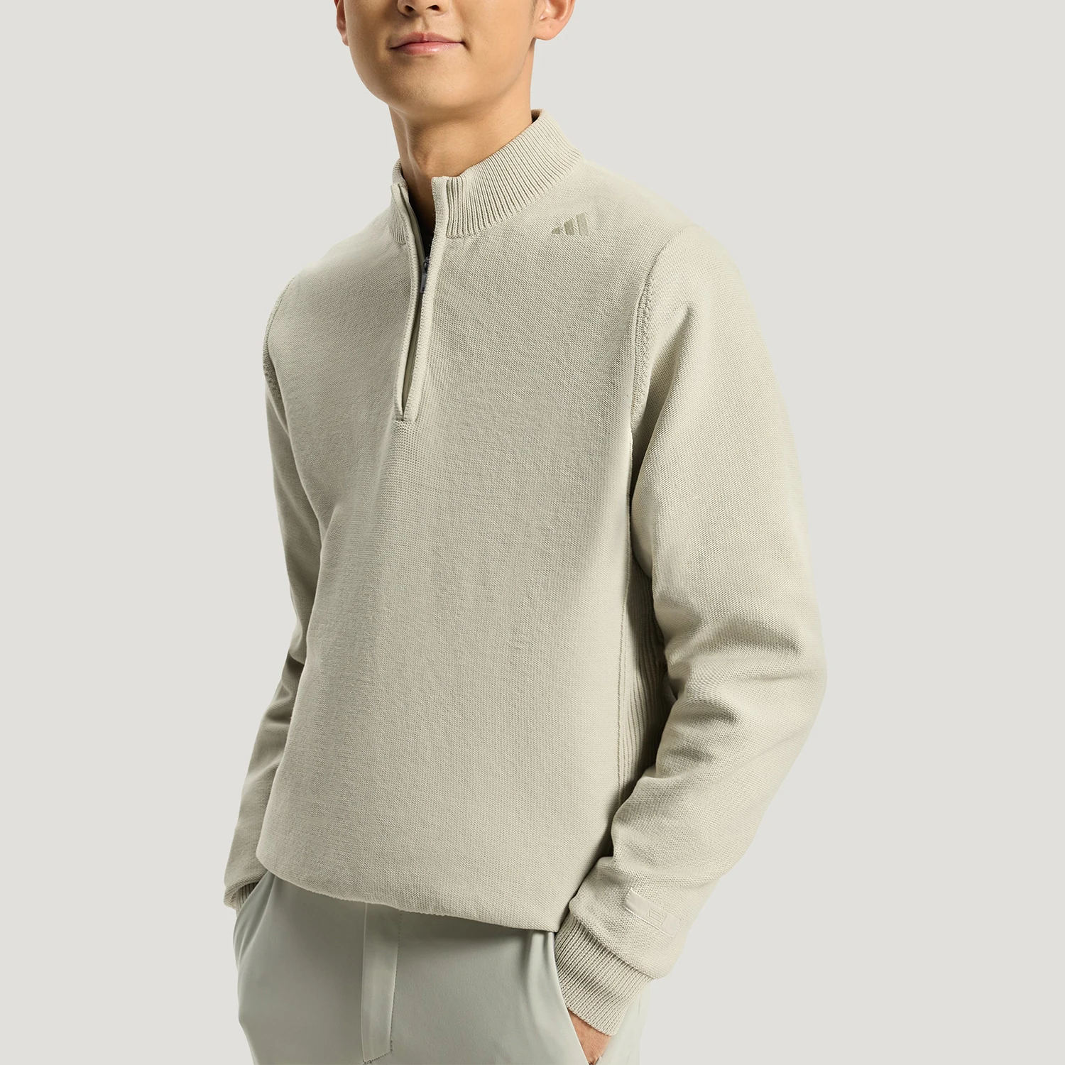 Adidas genuine Wuzong series new men's beige breathable knitted sweater KH2724