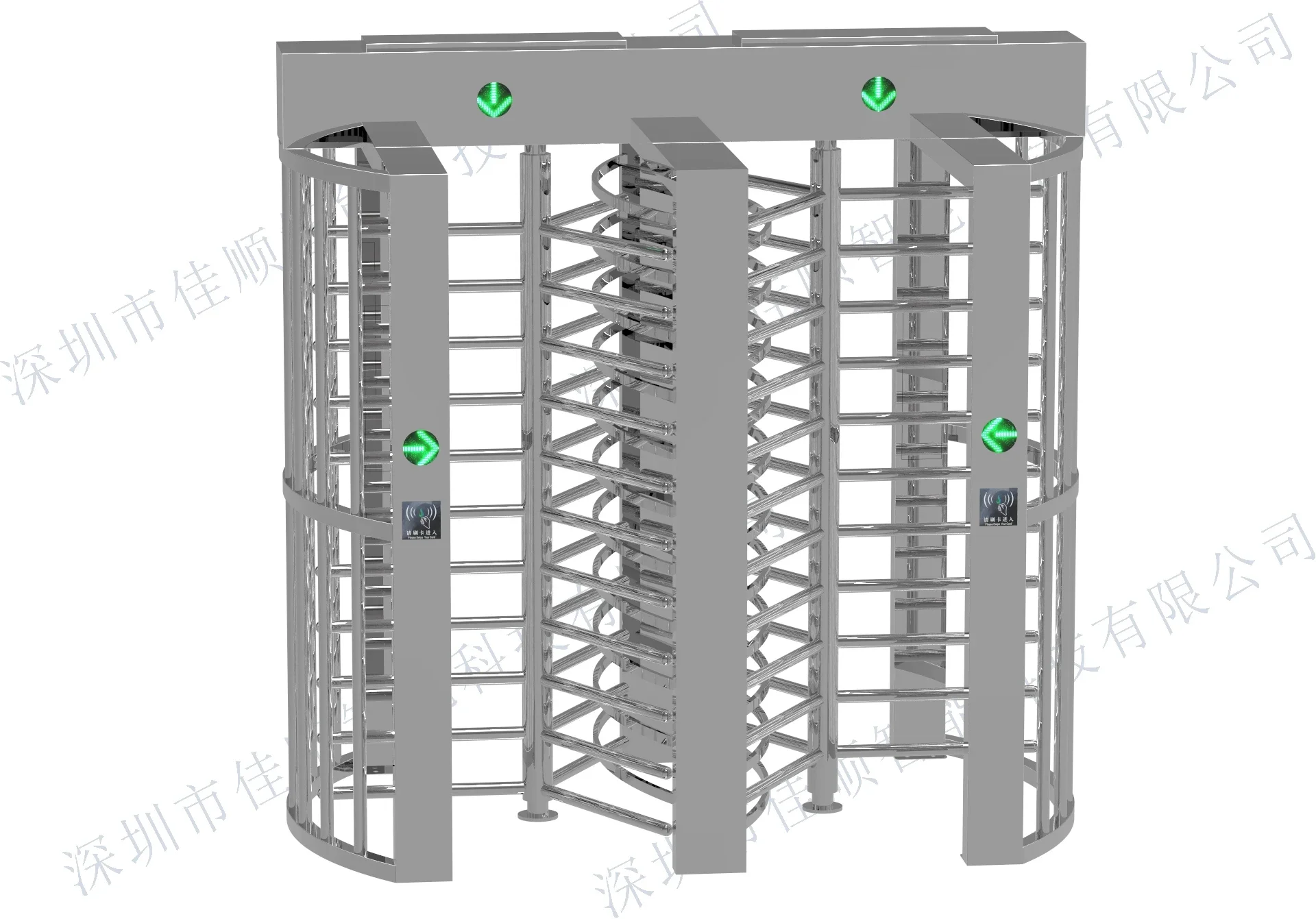 التحكم في الوصول RFID الارتفاع الكامل باب واحد الباب الدوار SUS 304 بوابة الباب الدوار الدوار