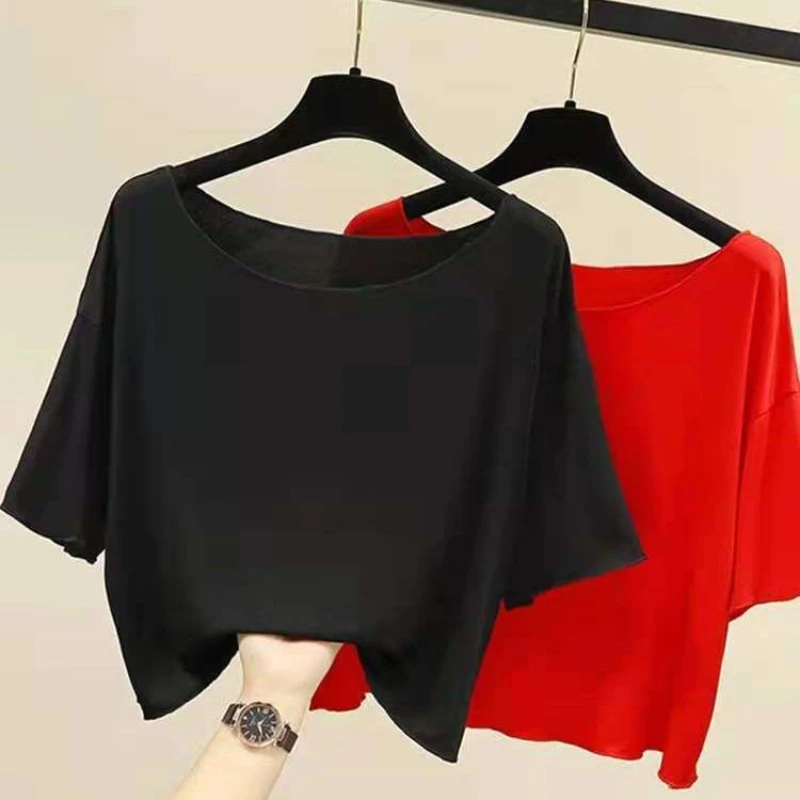

Plus Size Simplicity Solid Street Casual Pullovers Tops Summer New Short Sleeve Fashion T Shirts Vintage Trend Women Clothing