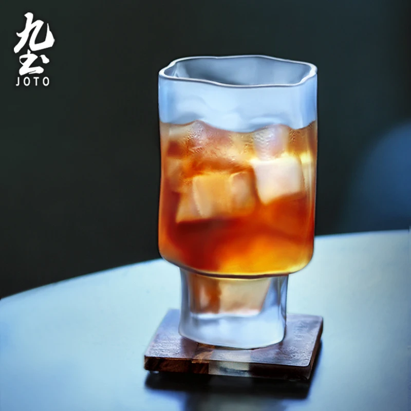 

JOTO Thickened feet comfortable to hold Twisted Glass Teacup Wine Glass XCBR0101