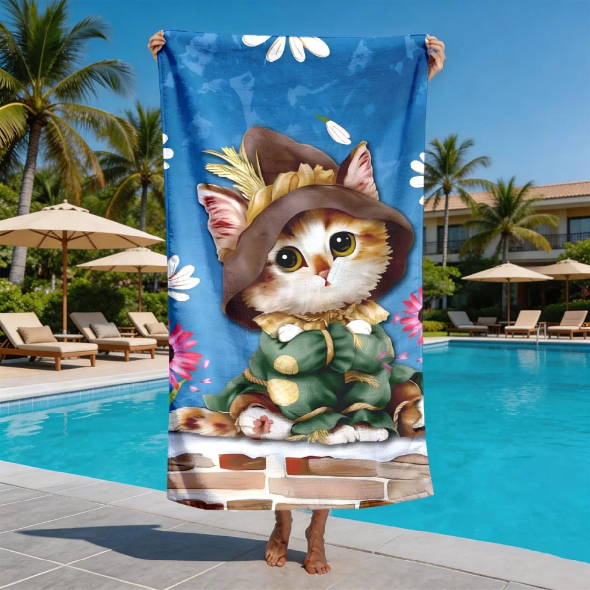Retro fairy tale-style noble girl polyester microfiber beach towel is highly absorbent, suitable for swimming and beach outings