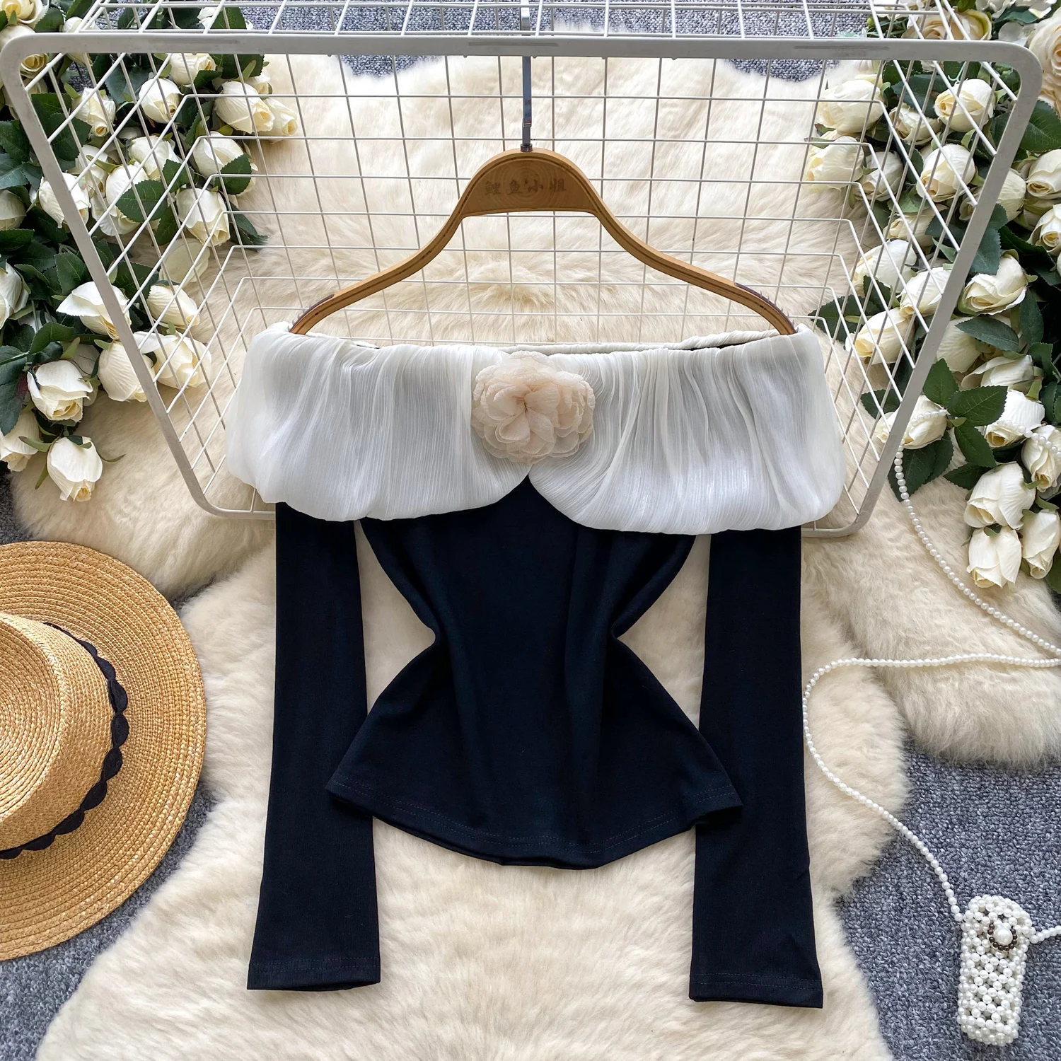 

Женские топы с открытыми плечами и 3D цветами, блузки, рубашки, женские сексуальные милые футболки для ночного клуба, свидания, ужина, банкетов, зимние рубашки