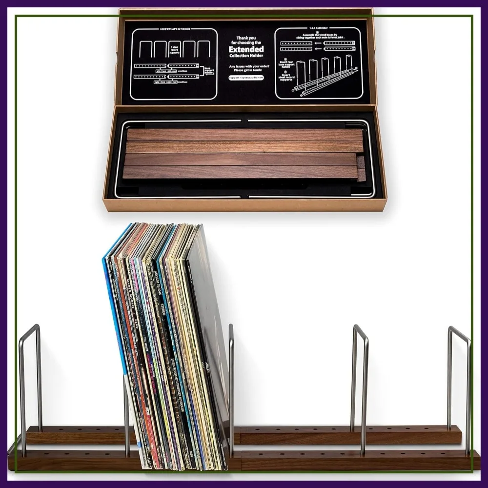 

100-150 Record Holder, Vinyl Record Storage, Record Stand for Albums, LP Organizer, Solid Walnut