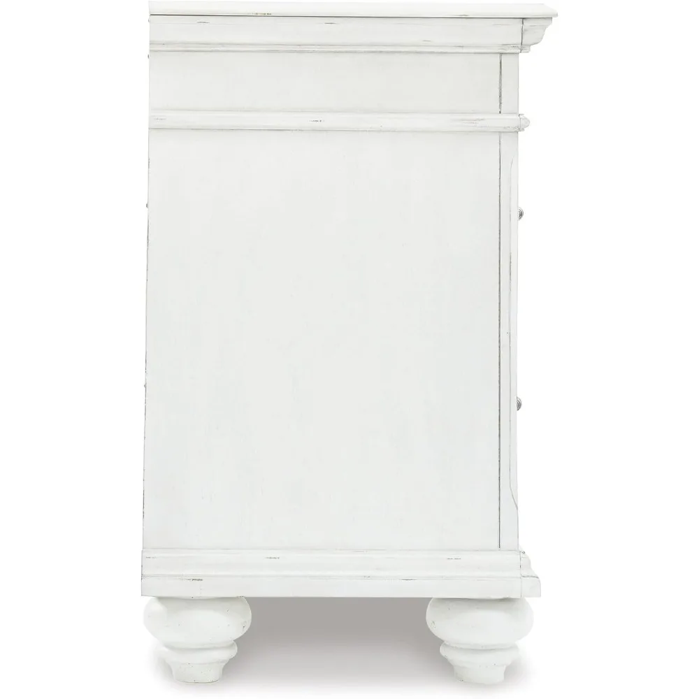 منضدة أشلي ذات ثلاثة أدراج بلمسة نهائية من الغسيل الأبيض المتعثرة