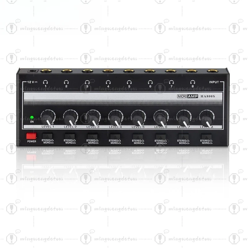 HA800S Headphone Amplifier 8-Channel Monitor Ear Amplifier Stereo Mono Switch Professional Audio Equipment for Stage Recording
