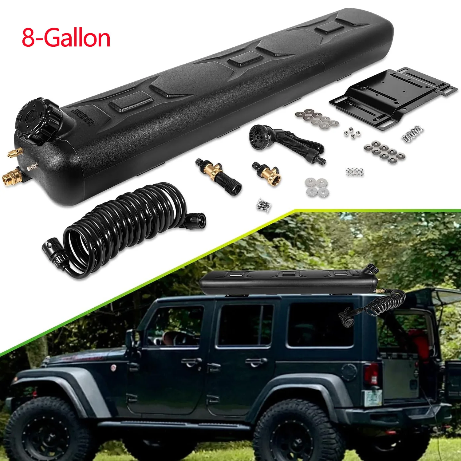8-Gallon Pressurized Water Tank for Camping Showers, Overlanding and Outdoor Activities Water Supply, for Off Road Vehicles