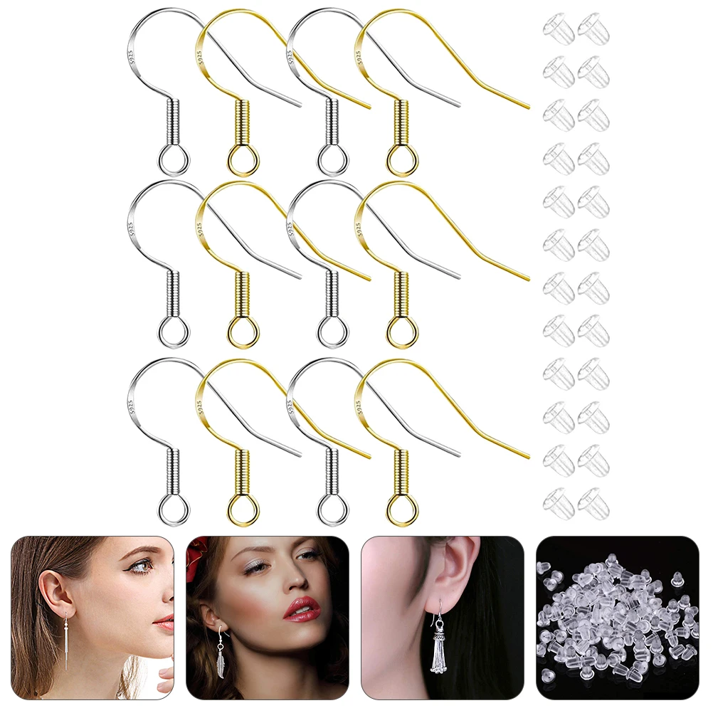 

400 Pcs Plated Silver Earring Hooks DIY Jewelry Making Supplies H made Accessories Hook Ear Plug Set Ear Hook Materials