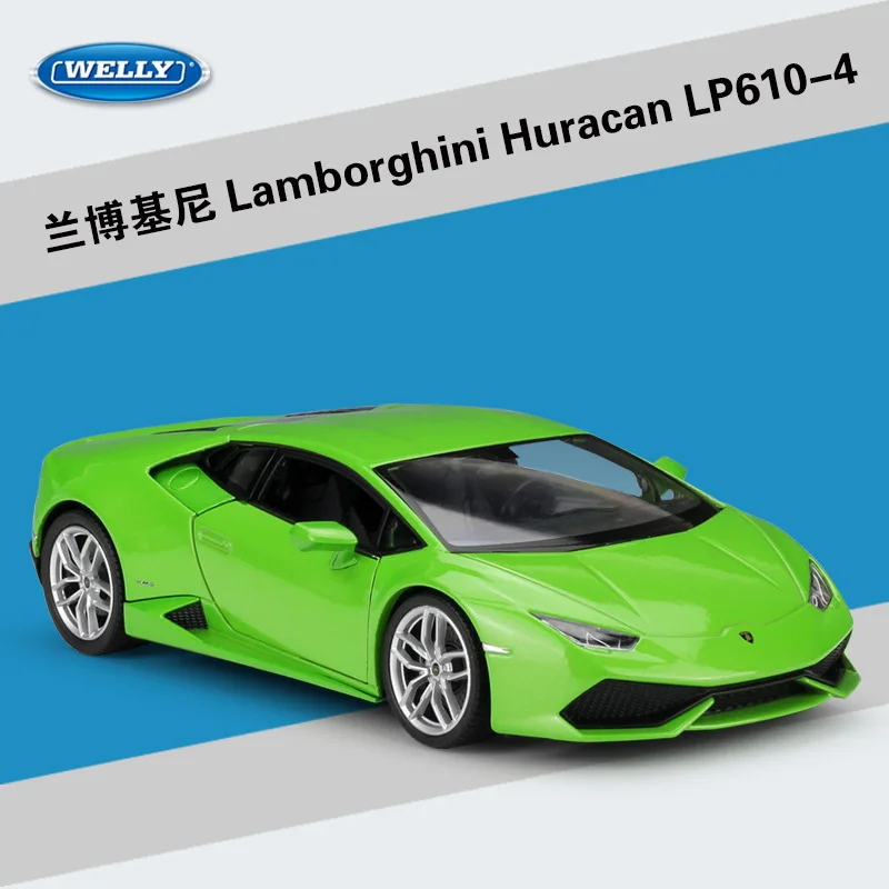 WELLY 1:24 Lamborghin Huracan LP610-4 Sports Car Diecast Simulation Classic Toy Car Model Metal Alloy Car For Boys Gift B536