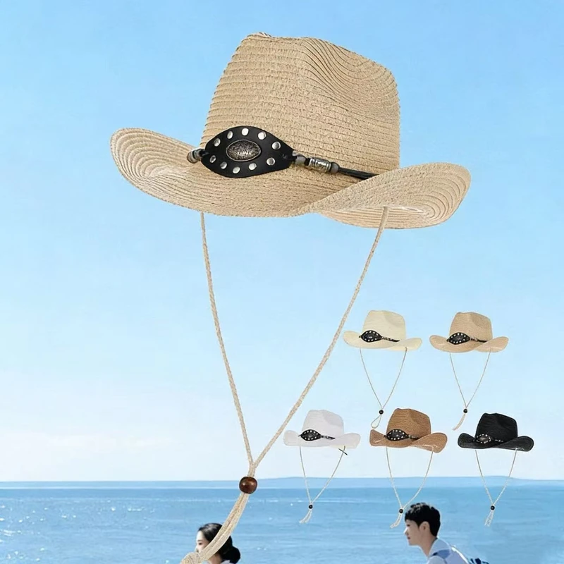 

Western Cowboy Hat Unisex Knight's Cap Outdoor Hiking and Camping Sun Hat for the Beach Adjustable Vintage Casual Floppy Hat