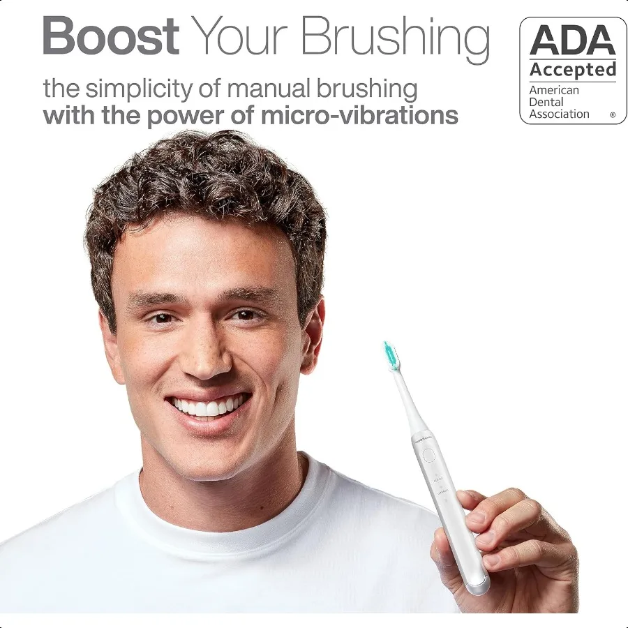 Icon ADAAccepted Rechargeable Toothbrush Magnetic Holder Slim Travel Case 2 Brushing Modes Smart Timers Gentle MicroVibrations